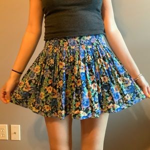 blue floral skirt